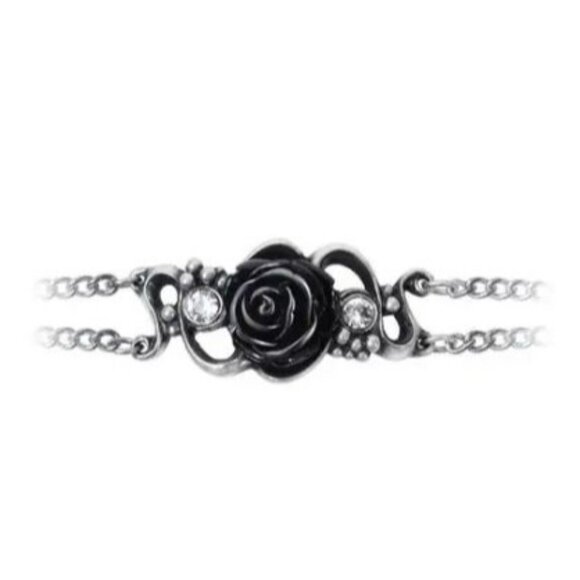 Bacchanal Rose Bracelet – Alchemy Gothic Retired ✦ Black ✦ Rare Pewter Charm - Picture 3 of 4